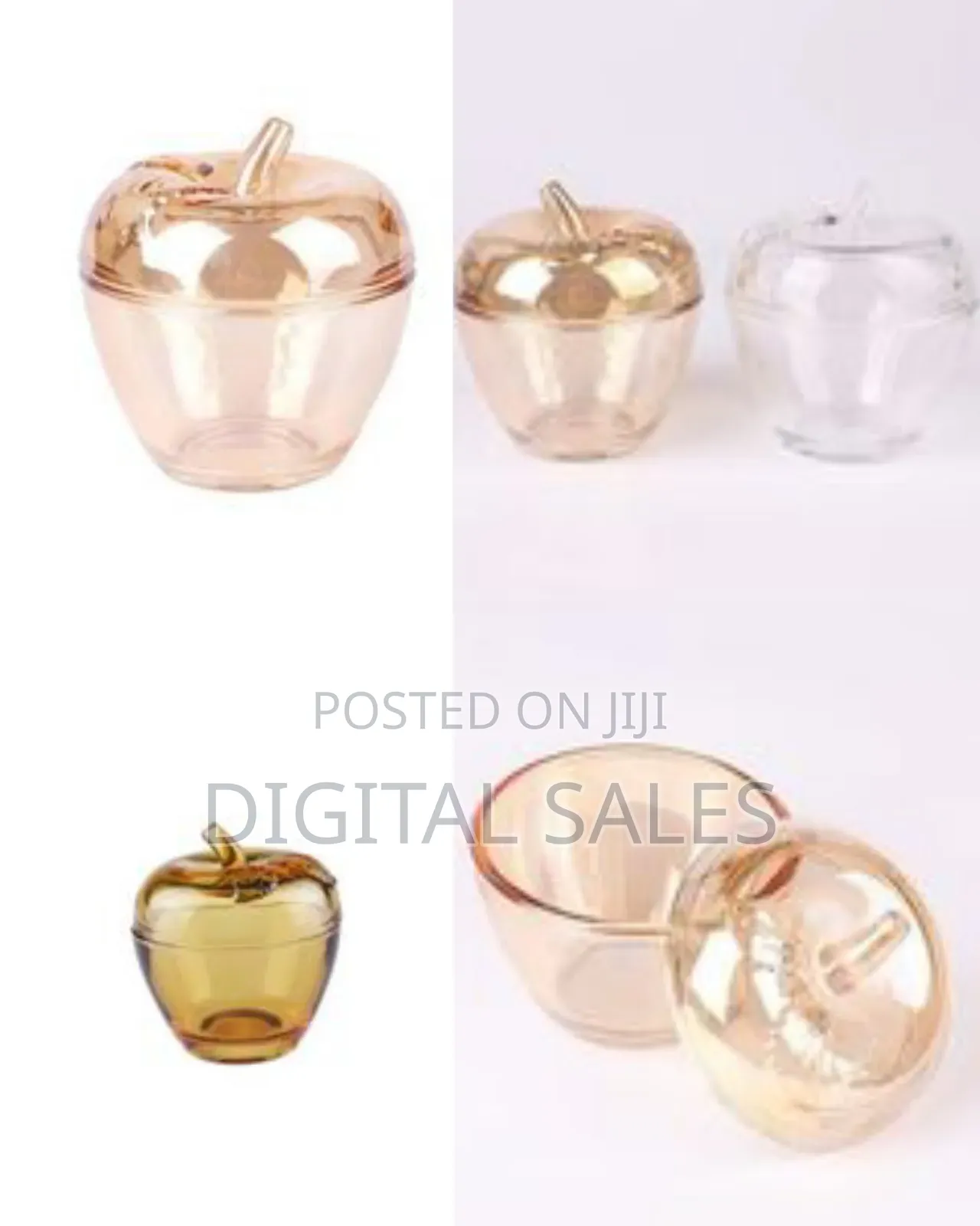 Solid Apple Sugar Glass Candy Jar Bowl Dish