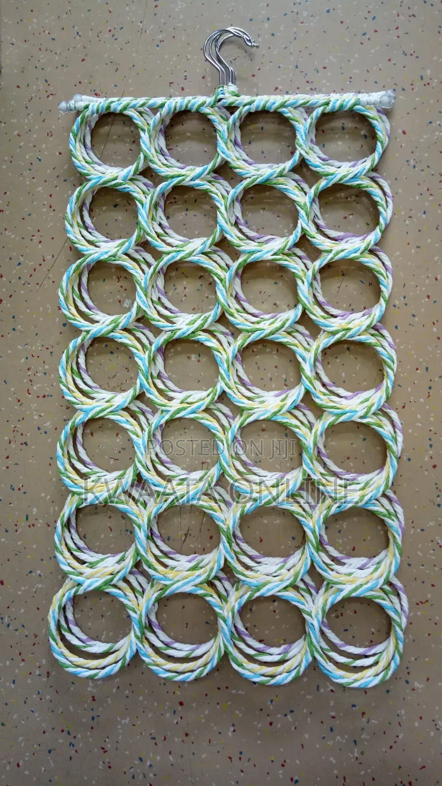 Folding Rope Hanger for Scarf, Belts, Shawls, Ties and More 28 Rings