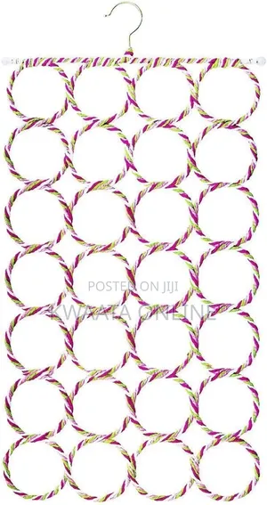 Folding Rope Hanger for Scarf, Belts, Shawls, Ties and More 28 Rings