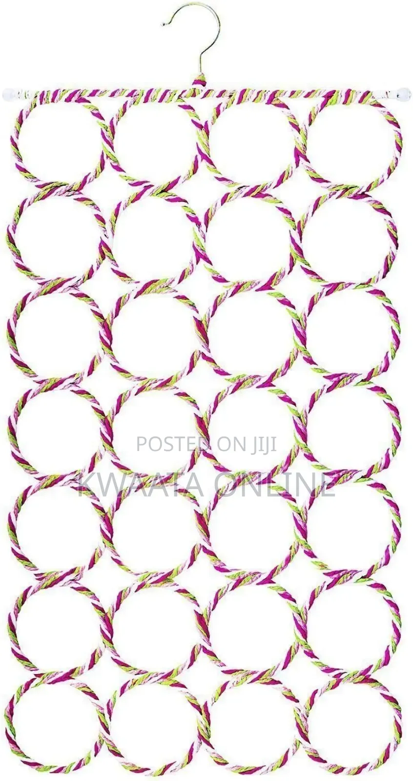 Folding Rope Hanger for Scarf, Belts, Shawls, Ties and More 28 Rings