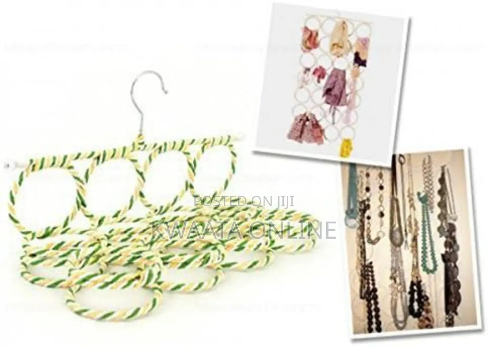 Folding Rope Hanger for Scarf, Belts, Shawls, Ties and More 28 Rings