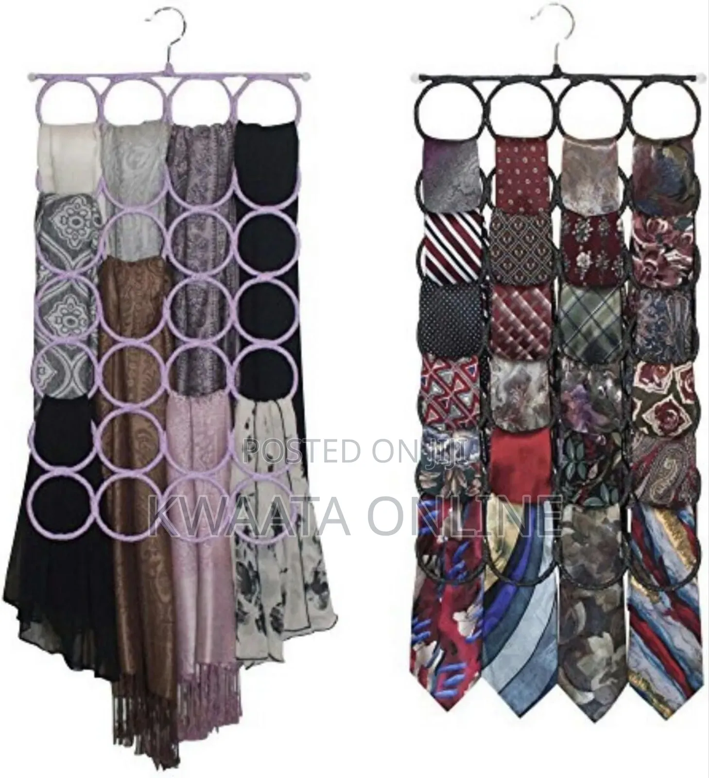 Folding Rope Hanger for Scarf, Belts, Shawls, Ties and More 28 Rings