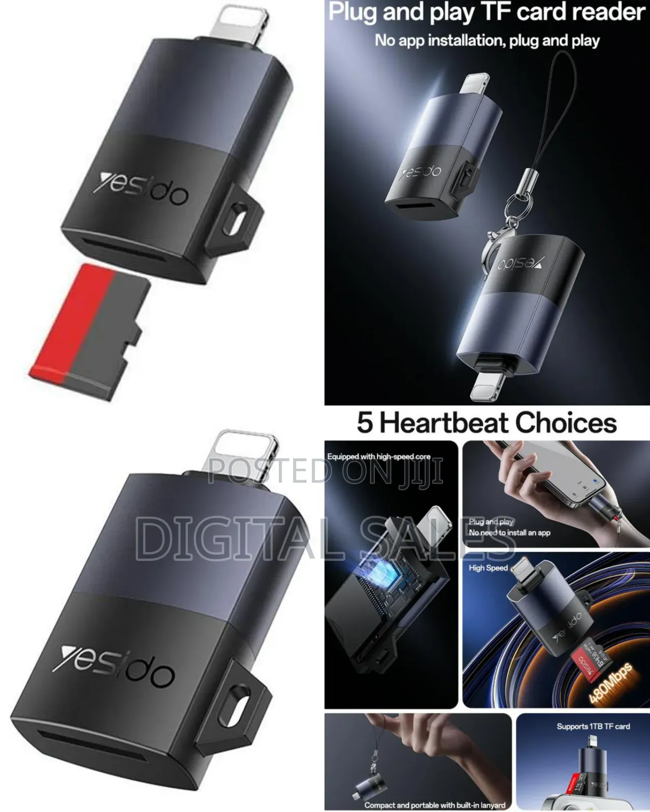 Yesido Gs38 Lightning to Tf Card Reader for iPhone iPad.