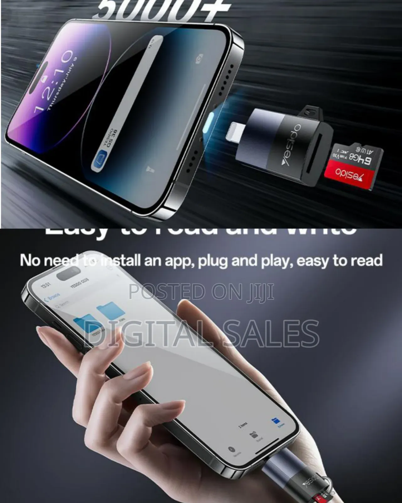 Yesido Gs38 Lightning to Tf Card Reader for iPhone iPad.