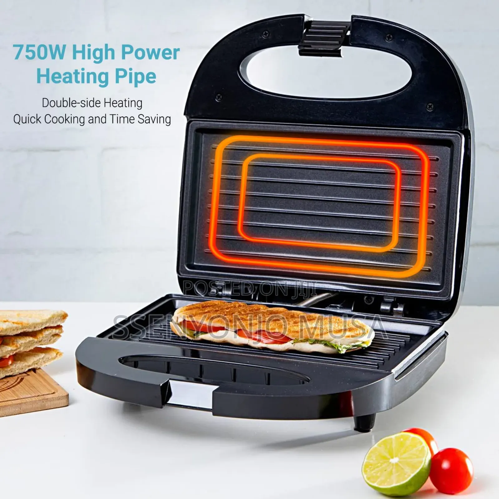 Geepas Portable 2 Slice Grill Maker Ggm6001 | 750w Non-Stick