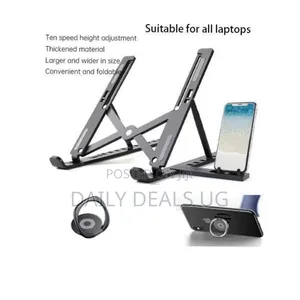 Portable Laptop Stand With Mobile Phone Support 3 in 1 Black