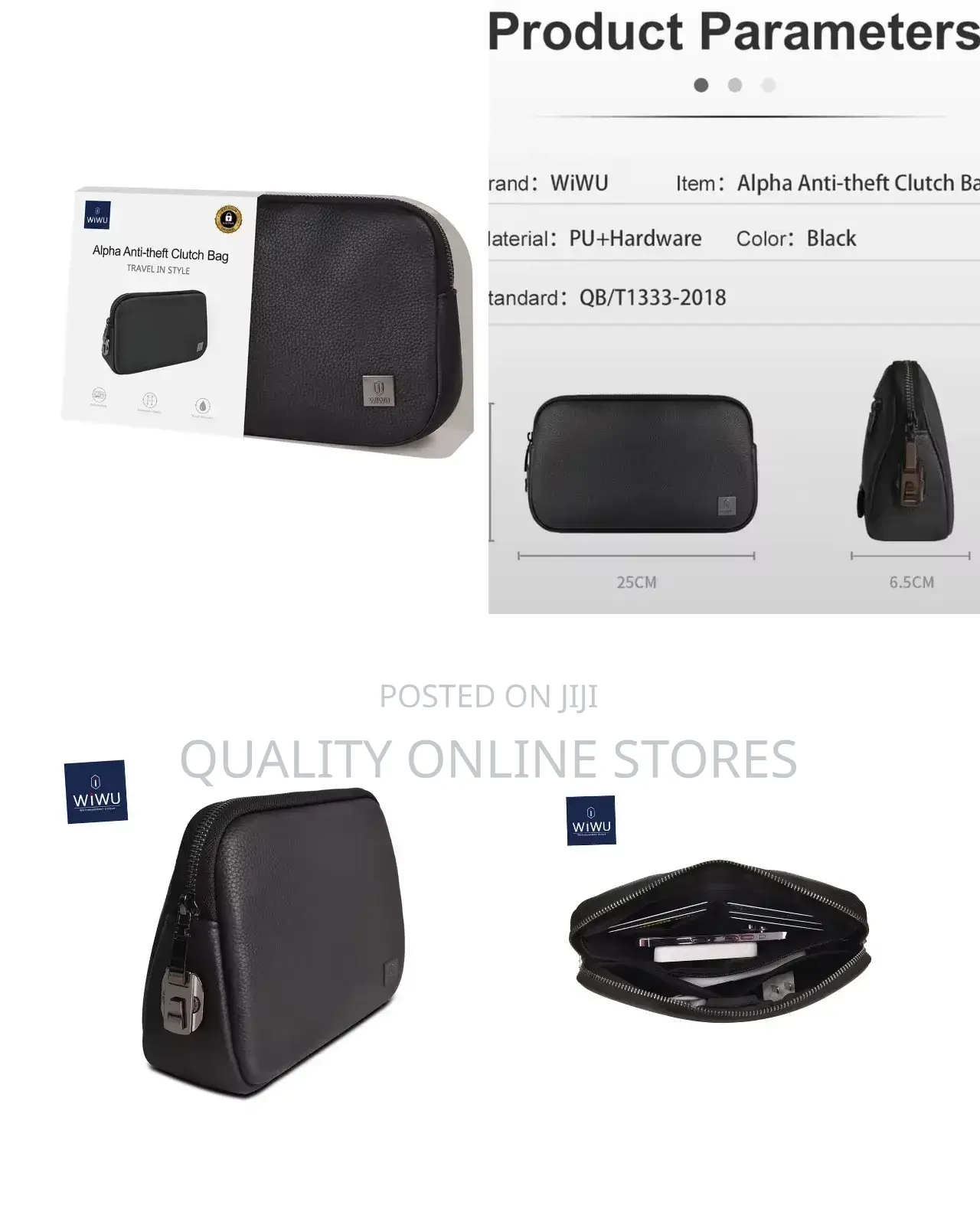 Wiwu Coded Lock Clutch Bag: Anti-Theft, Waterproof, Phone Power