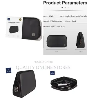 Wiwu Coded Lock Clutch Bag: Anti-Theft, Waterproof, Phone Power