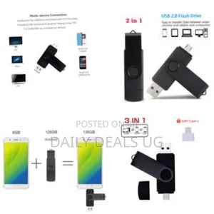 3- In-1 Rotating Usb Flash Drive 128g - Black