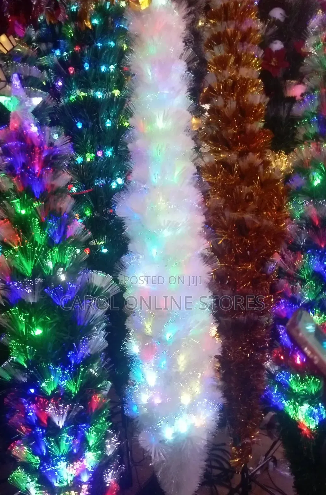 2.8m Christmas Trees With Lights Green, Gold and White