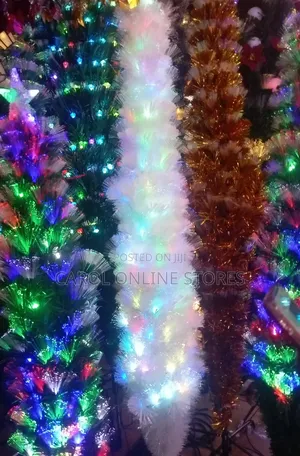 2.8m Christmas Trees With Lights Green, Gold and White