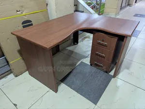 Curved Desk With a Movable Drawer, 1.2metres by 1.4 Metres