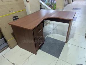 Curved Desk With a Movable Drawer, 1.2metres by 1.4 Metres
