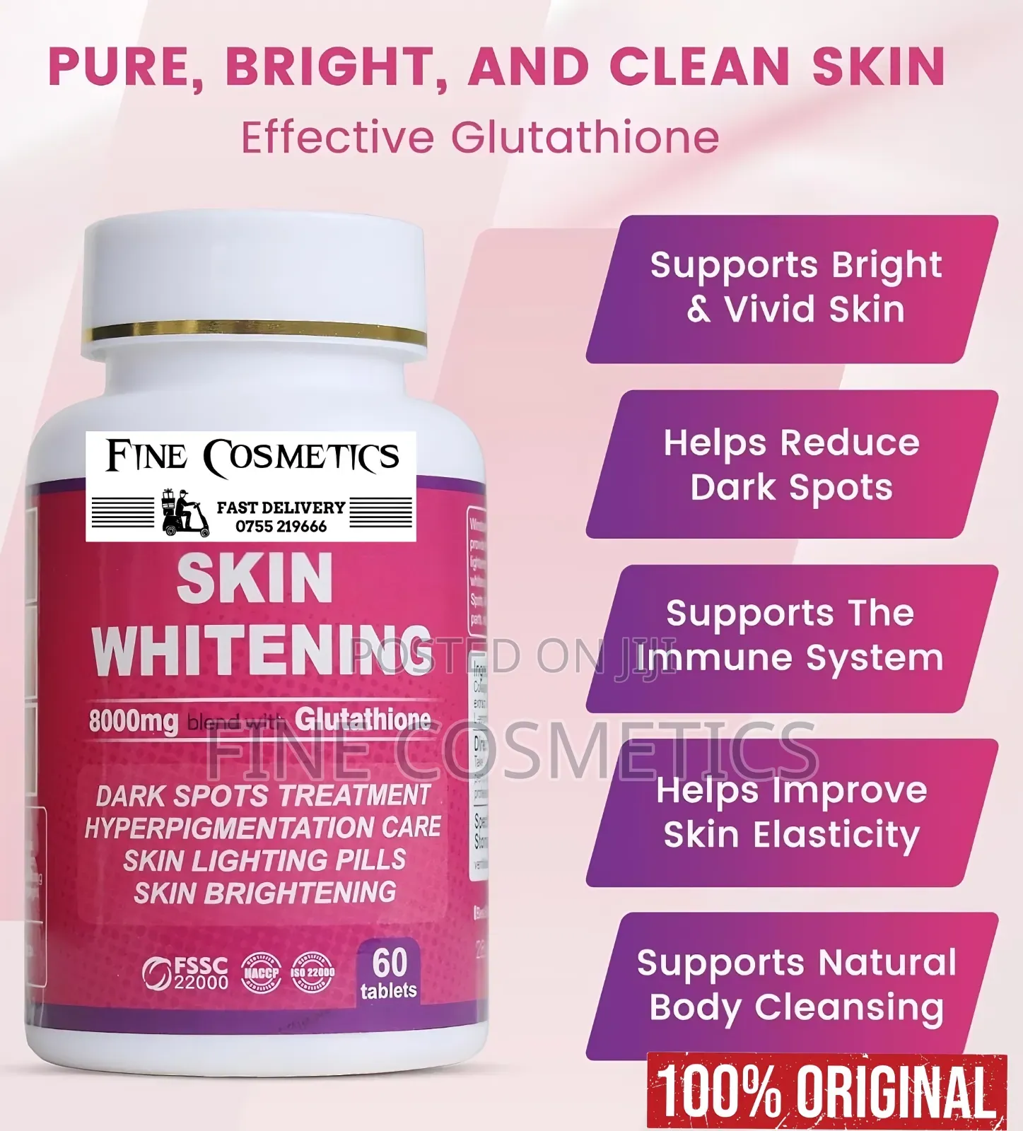 Wholesale Only, Skin Whitening Tablets Glutathione Darkspots Tablets