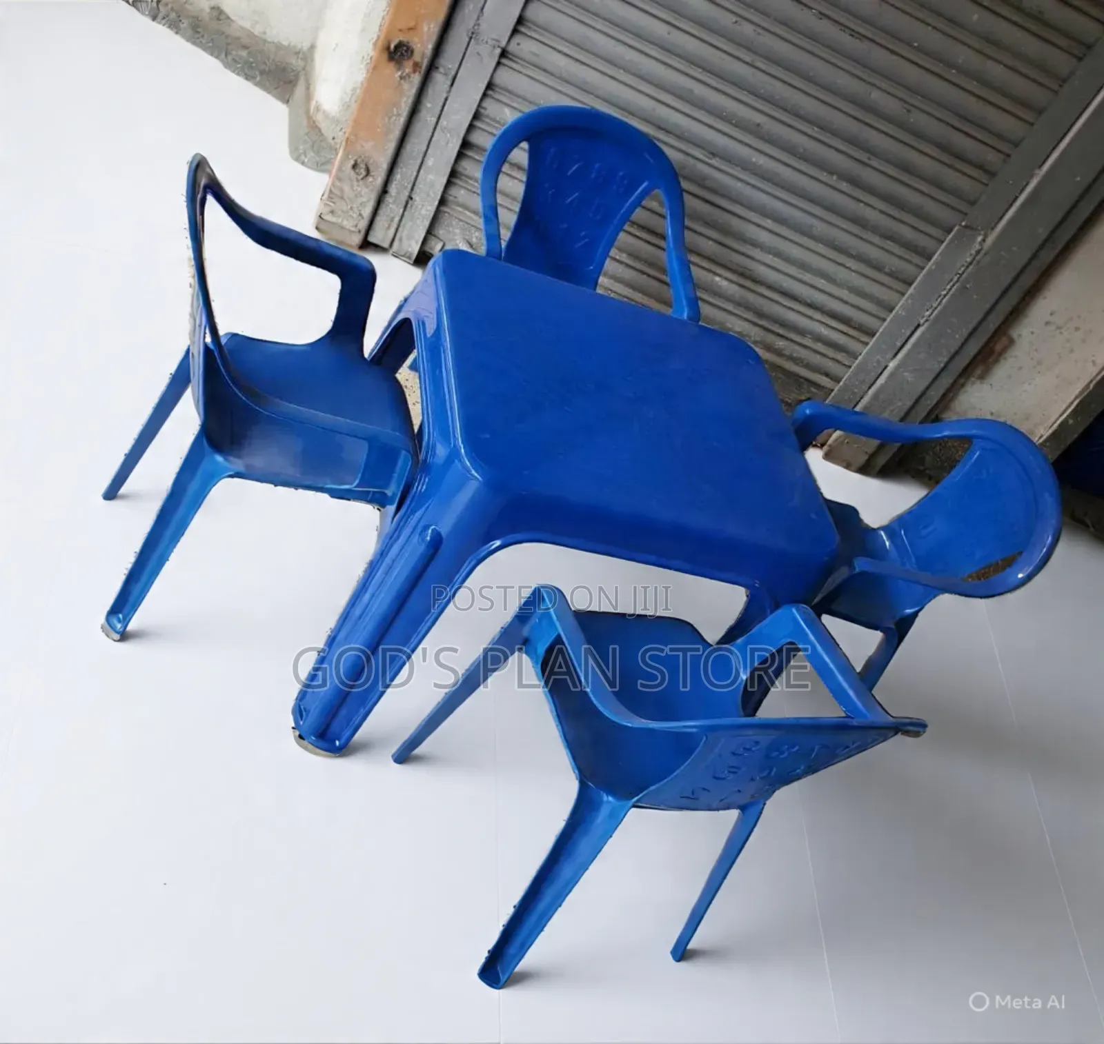 Patio Plastic Kids Table and Chairs Set Blue