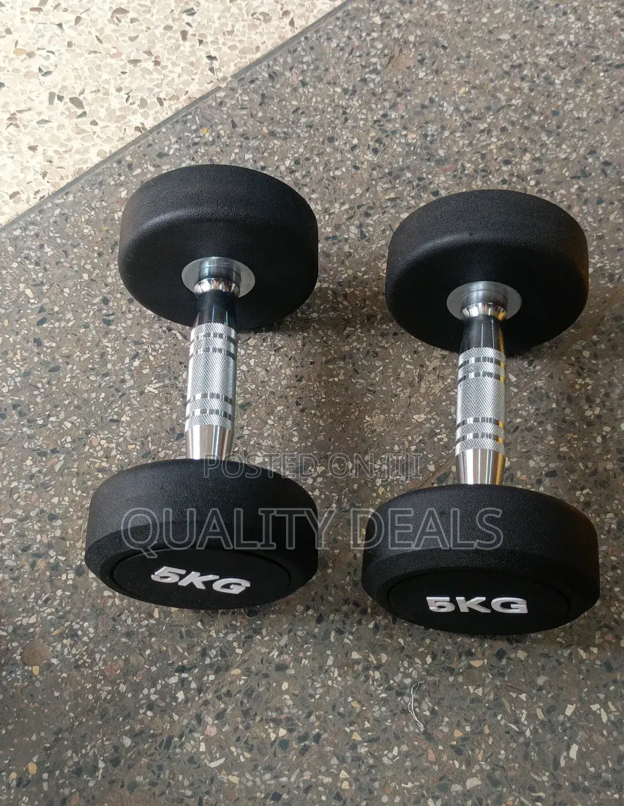 5kg Pair Cast Iron Rubberized Dumbbells