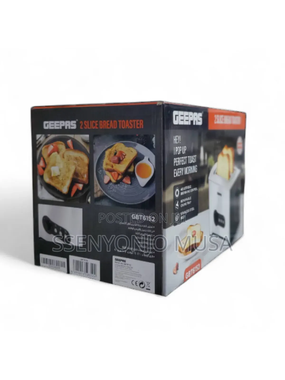 Geepas 2 Slice Bread Toaster Gbt6152 - Adjustable Browning