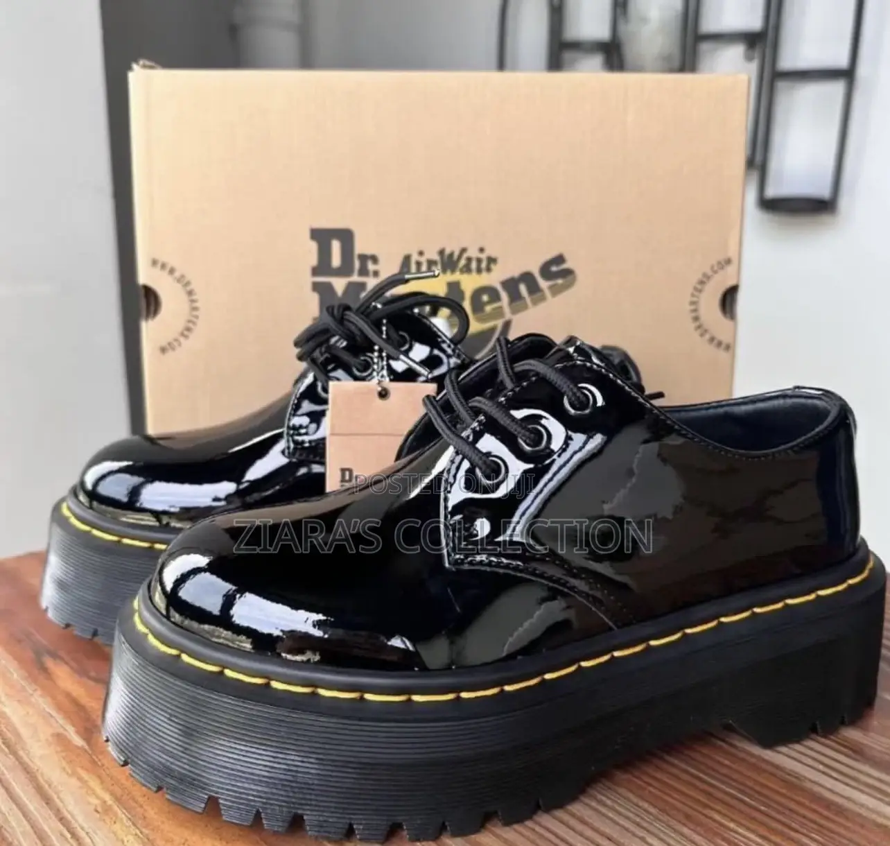 Dr Martens 1461 Quad Tc Distressed Patent Leather Shoes