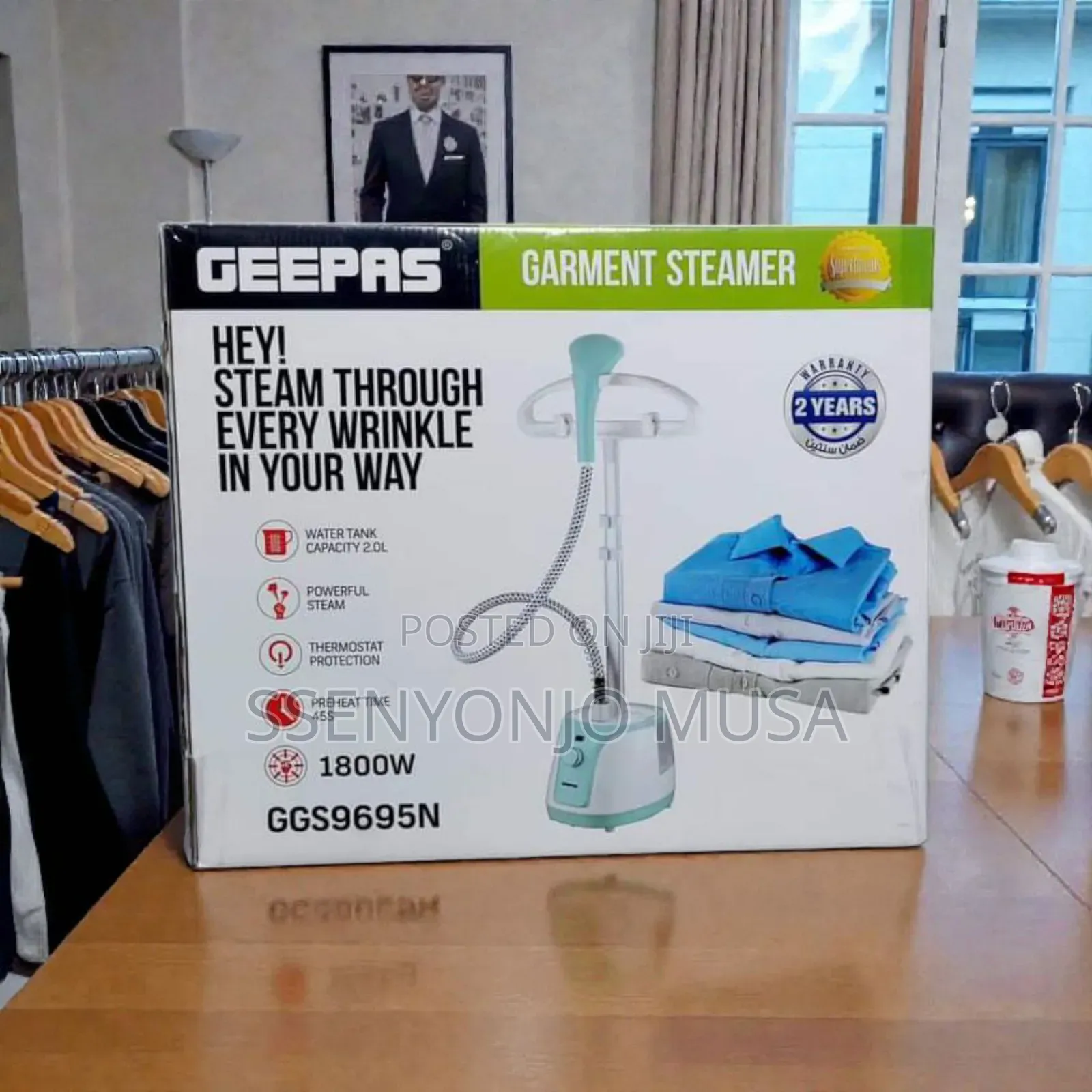 Geepas Garment Steamer Ggs9695n - 1800w, 2 Steam Levels, 2l