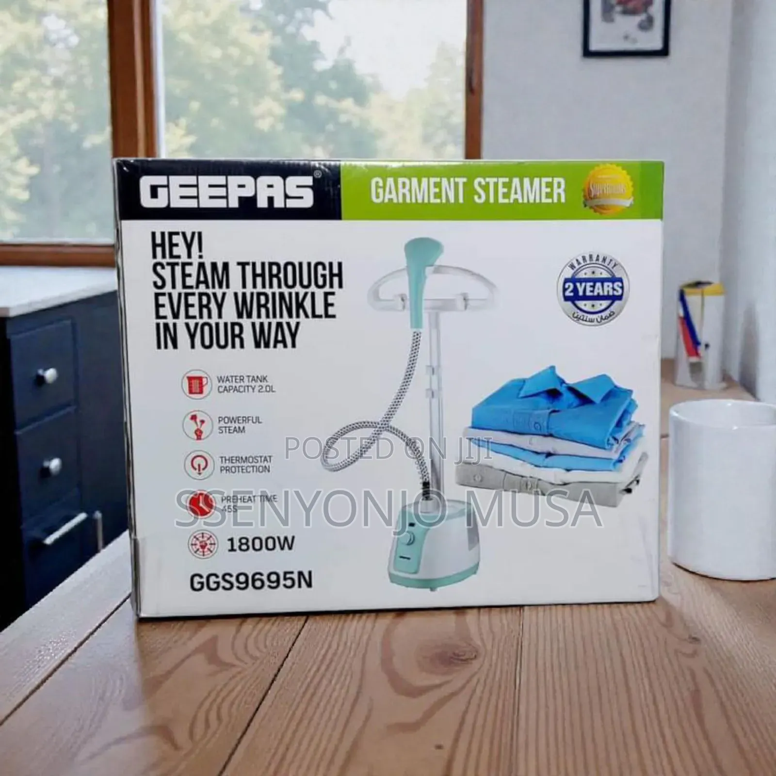 Geepas Garment Steamer Ggs9695n - 1800w, 2 Steam Levels, 2l