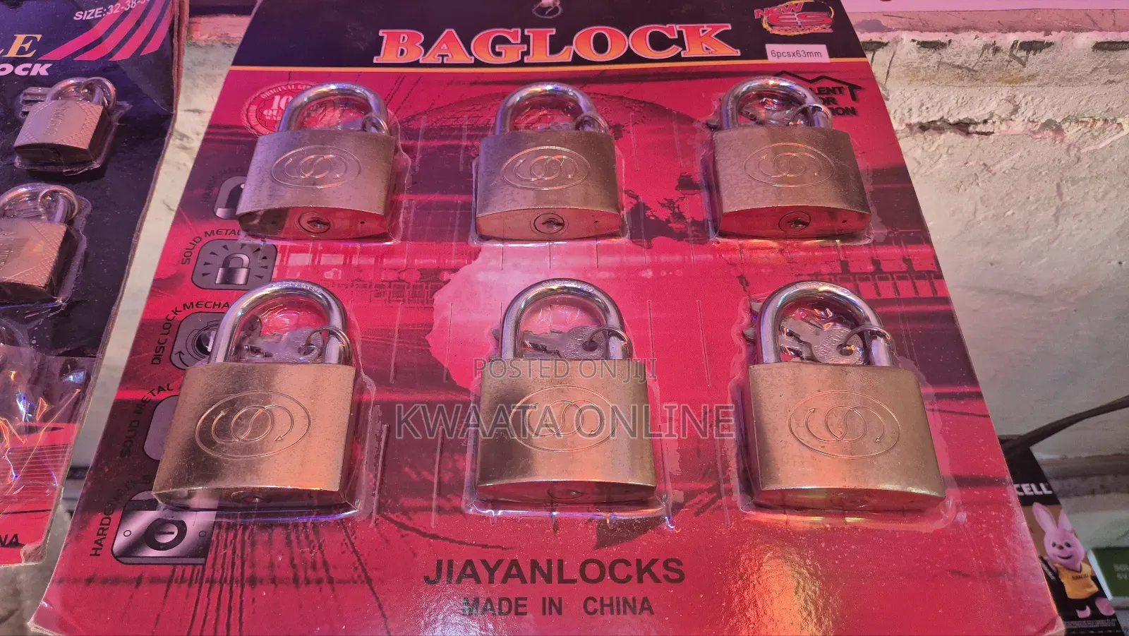 6 Piece Chart Multi Purpose Brass Padlock - 63mm