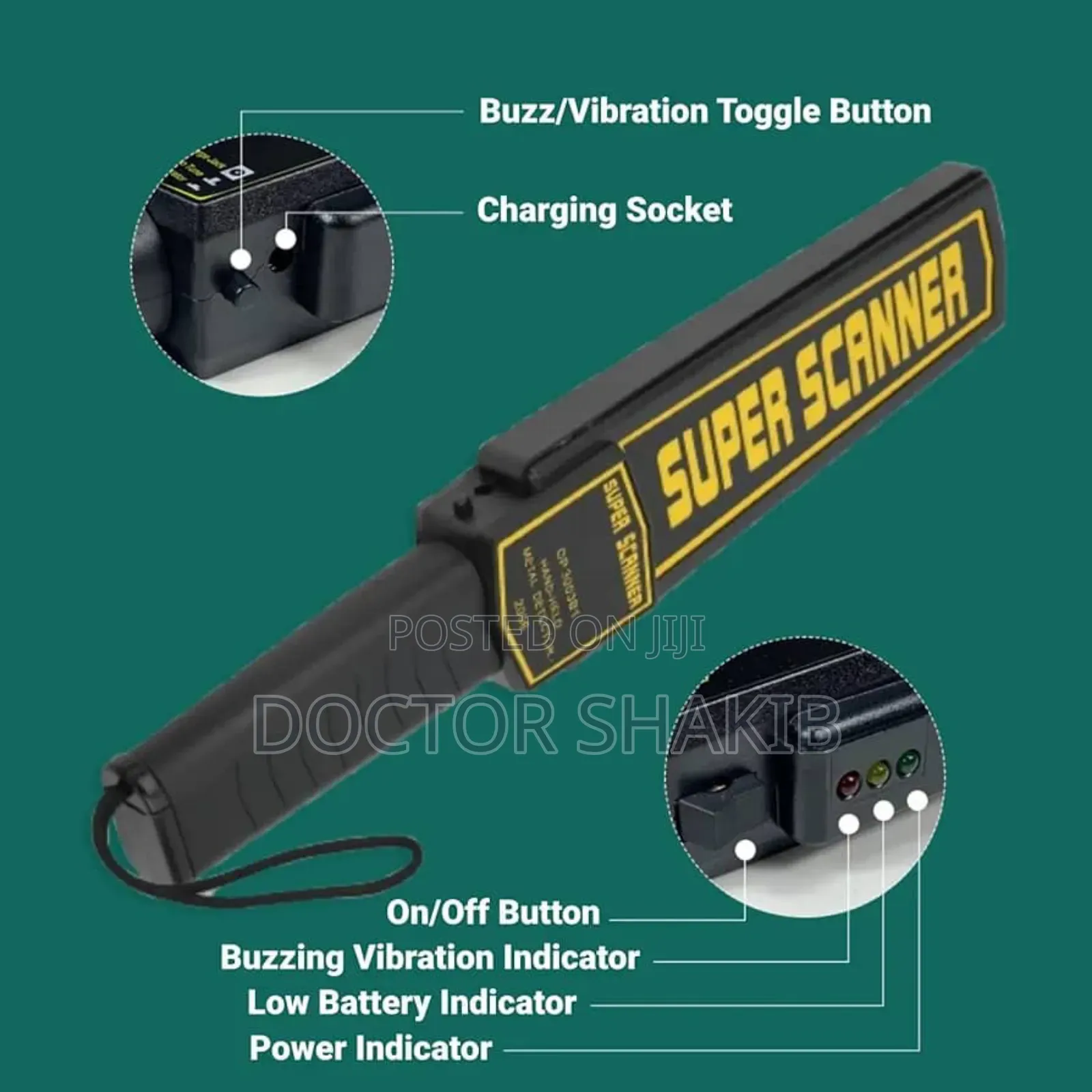 Portable Hand Held Metal Detector Body Scanner/Wand
