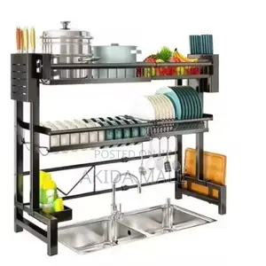 Double Layer Over-the-Sink Dish Drying Rack Kitchen Dish Organiser