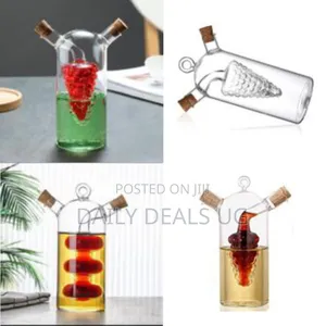 Grape Motif Oil and Vinegar Cruet Dispenser Bottle,Clear Borosilicate