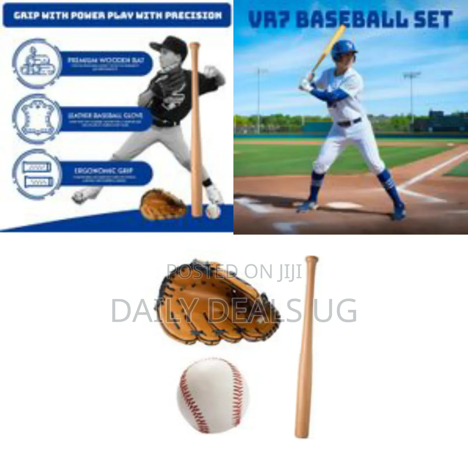 Wooden Baseball Bat With Glove and Ball Set – Classic 3-Piece Baseball
