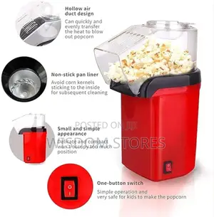 Hot Air Popcorn Popper Electric Machine Snack Maker With Removable Lid