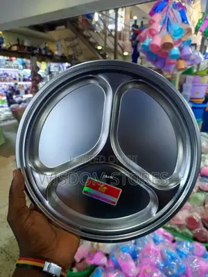 Round, Stainless Steel Compartmentalized Dining Plate 28cm