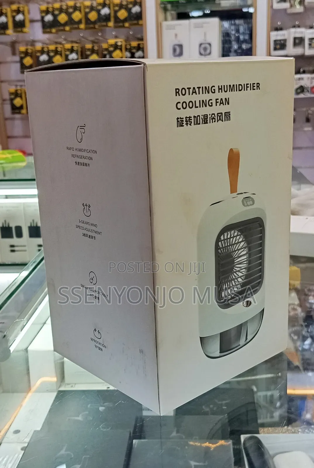 Rotating Humidifier Cooling Fan – Portable 3600mah, 2-in-1 Mist Fan