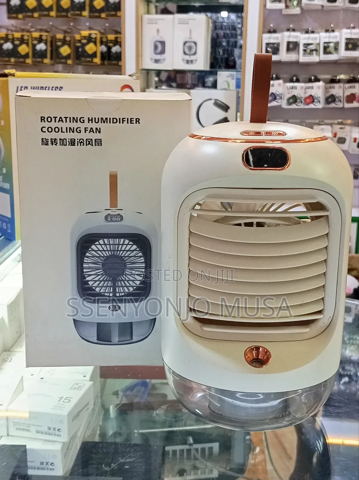 Rotating Humidifier Cooling Fan – Portable 3600mah, 2-in-1 Mist Fan