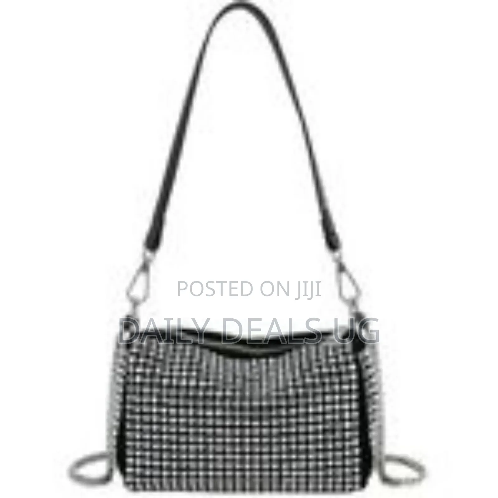 Women Studded Crystal Shoulder Bag-Silver Clutch Purse With Rivets