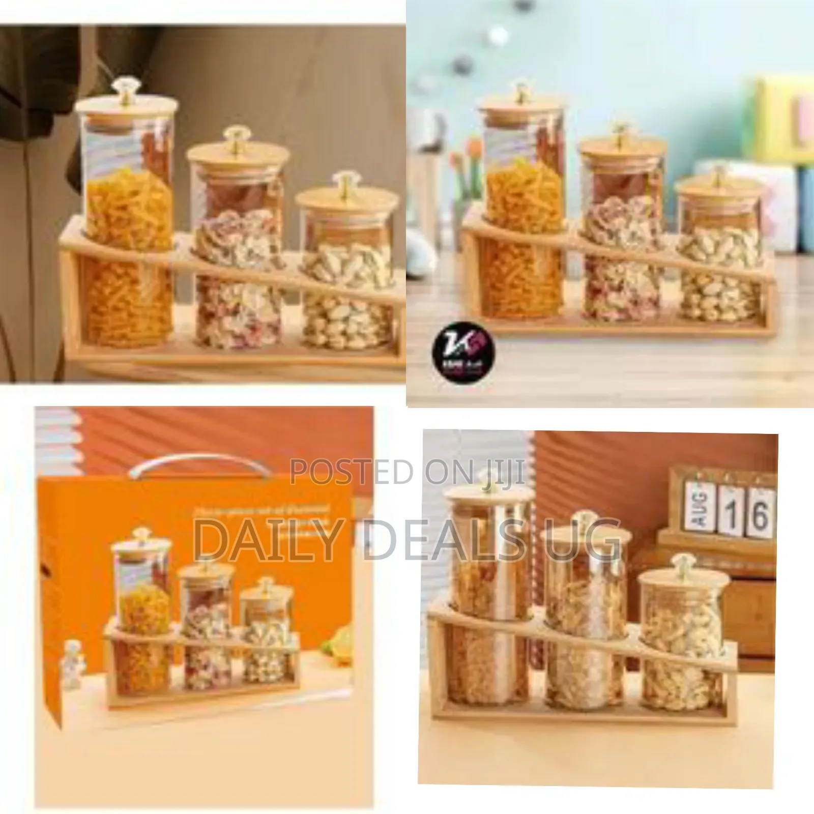 3-Piece Round Glass Food Storage Container With Bamboo Lid