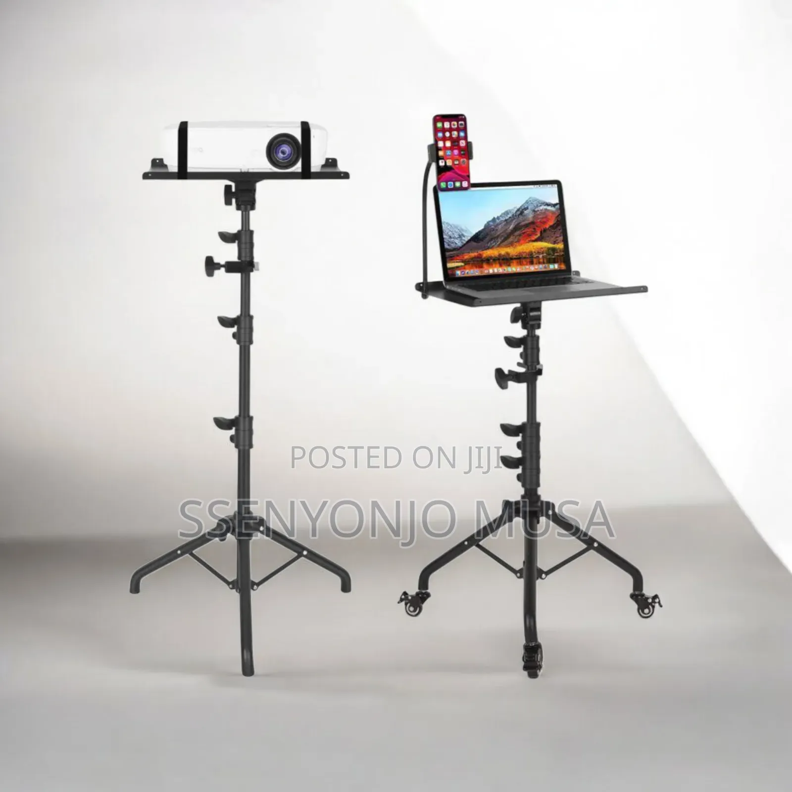 Adjustable Projector Floor Stand With Wheels –29" to 44" Height, Metal