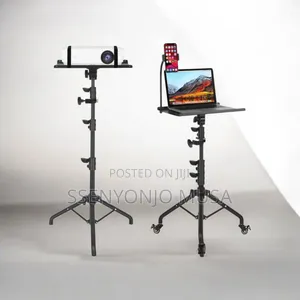 Adjustable Projector Floor Stand With Wheels –29" to 44" Height, Metal