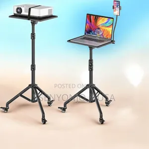 Adjustable Projector Floor Stand With Wheels –29" to 44" Height, Metal