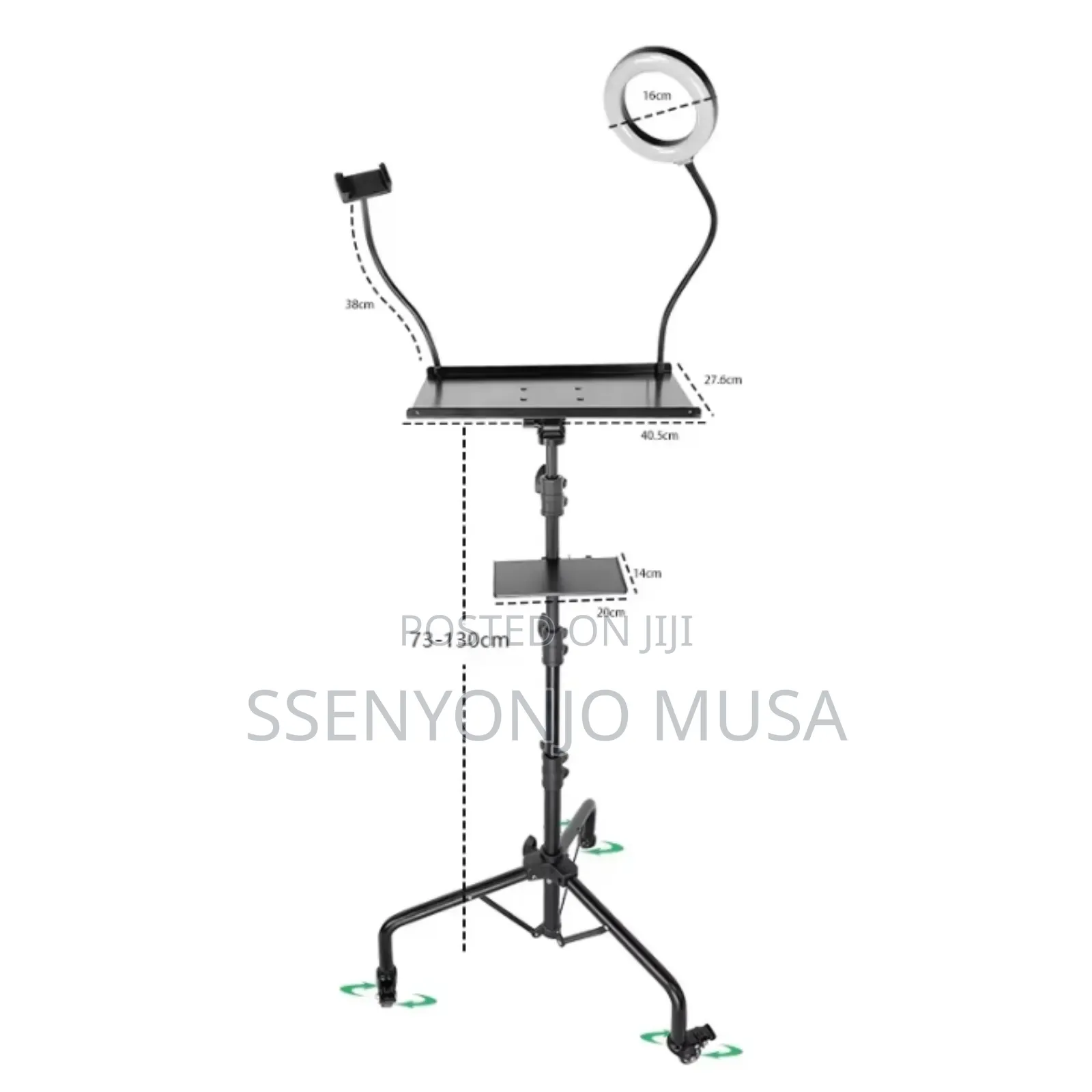 Adjustable Projector Floor Stand With Wheels –29" to 44" Height, Metal