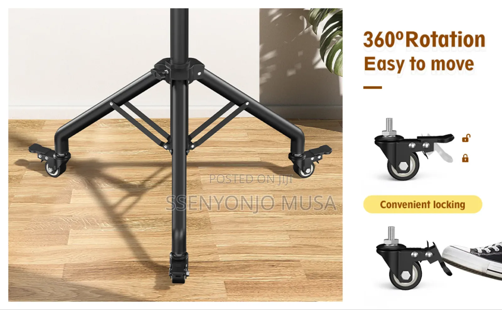 Adjustable Projector Floor Stand With Wheels –29" to 44" Height, Metal