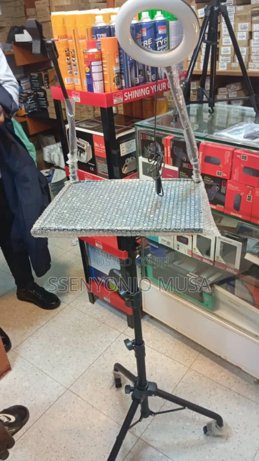Adjustable Projector Floor Stand With Wheels –29" to 44" Height, Metal