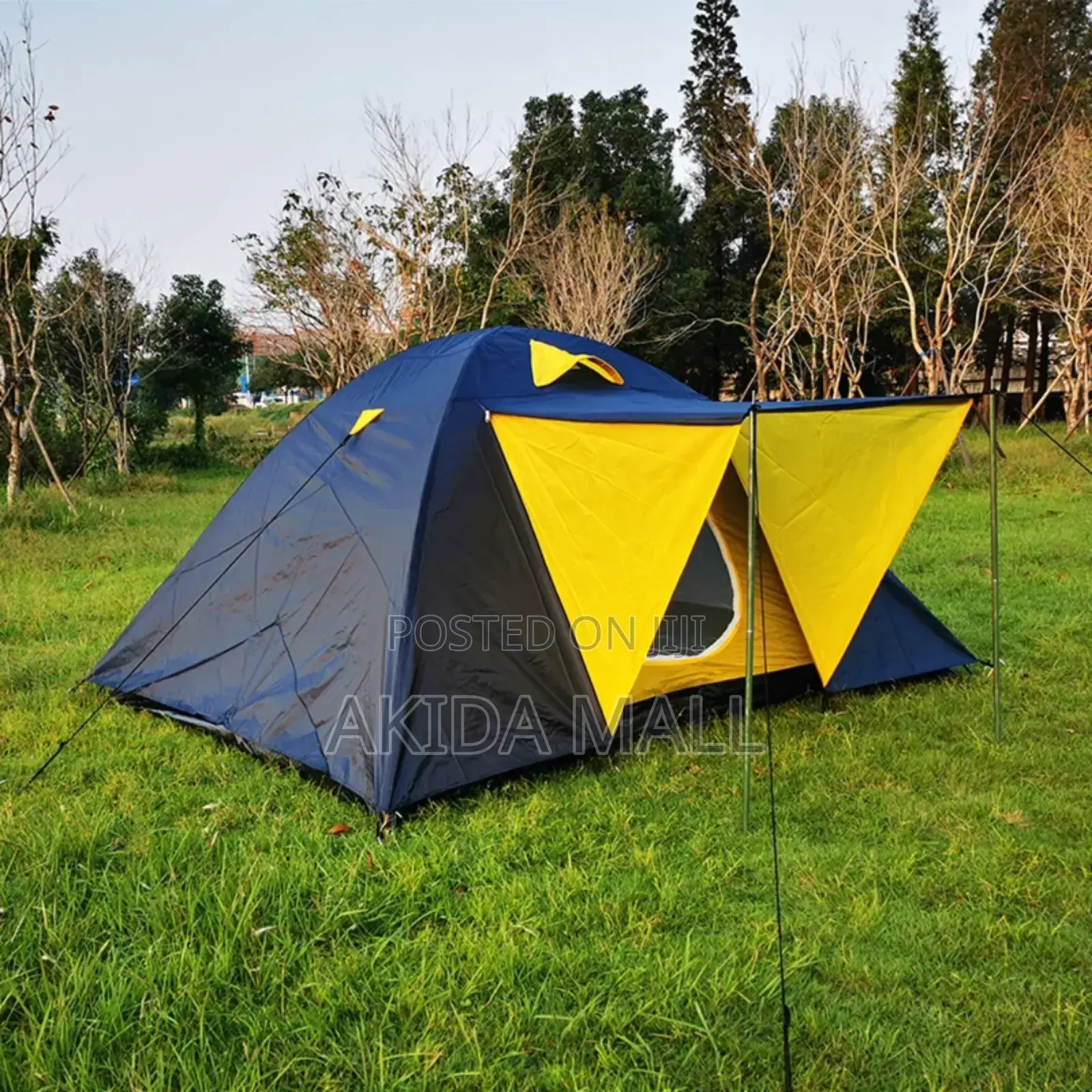 3-4sleeper Manual Double Layer Camping Tent With Shade