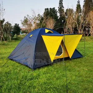 3-4sleeper Manual Double Layer Camping Tent With Shade