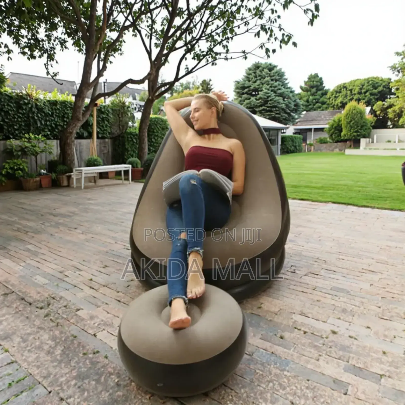 Inflatable Lounge Chair With a Matching Ottoman