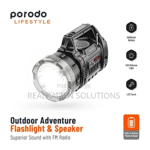 Porodo Lifestyle 3 in 1 Outdoor Adventure Flashlight With Speaker Fm