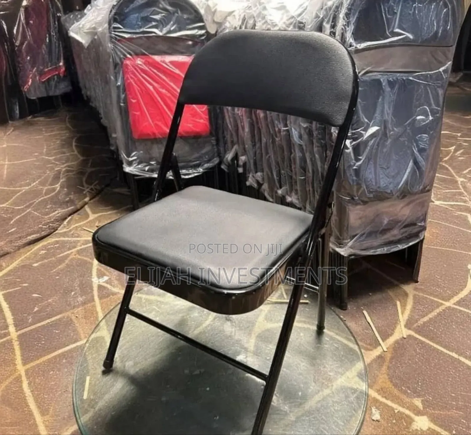 Black Frame Metallic Foldable Chair
