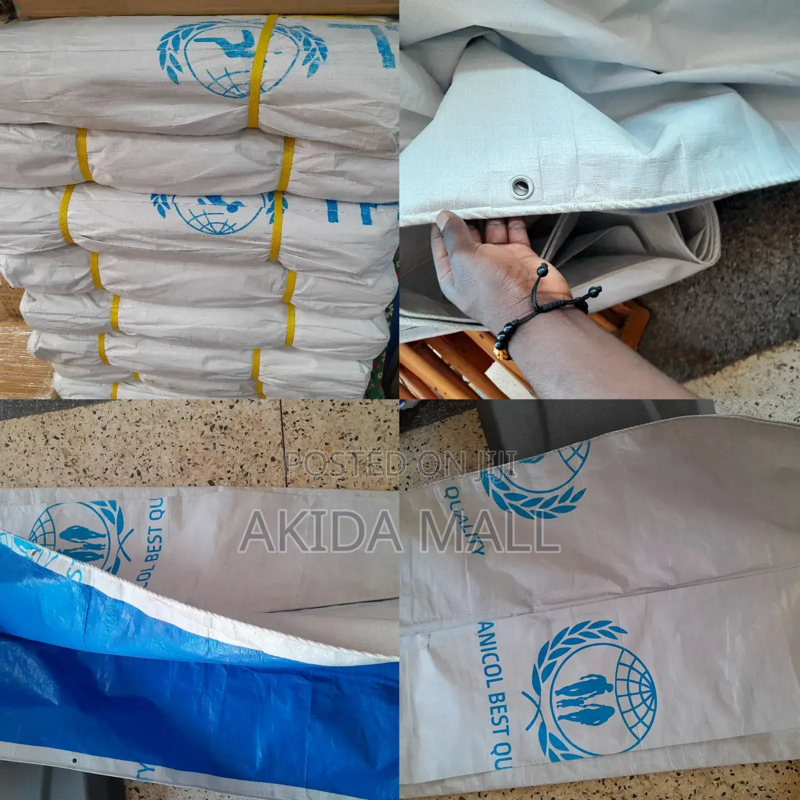 4mx5mtrs 5pcs Heavy-Duty, Waterproof Unicef/Unhcr White Tarpaulin