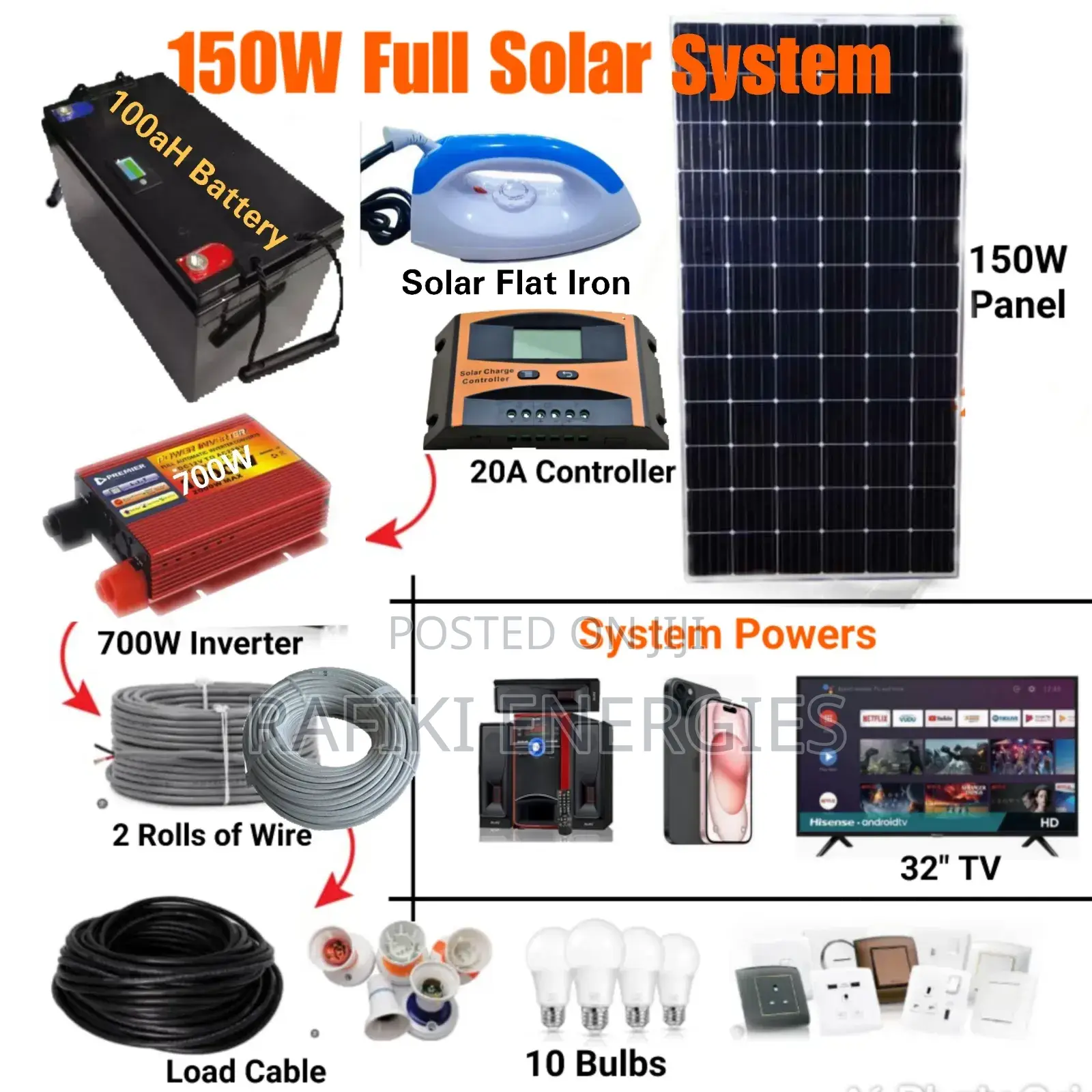 150w Full Solar System (All Materials)