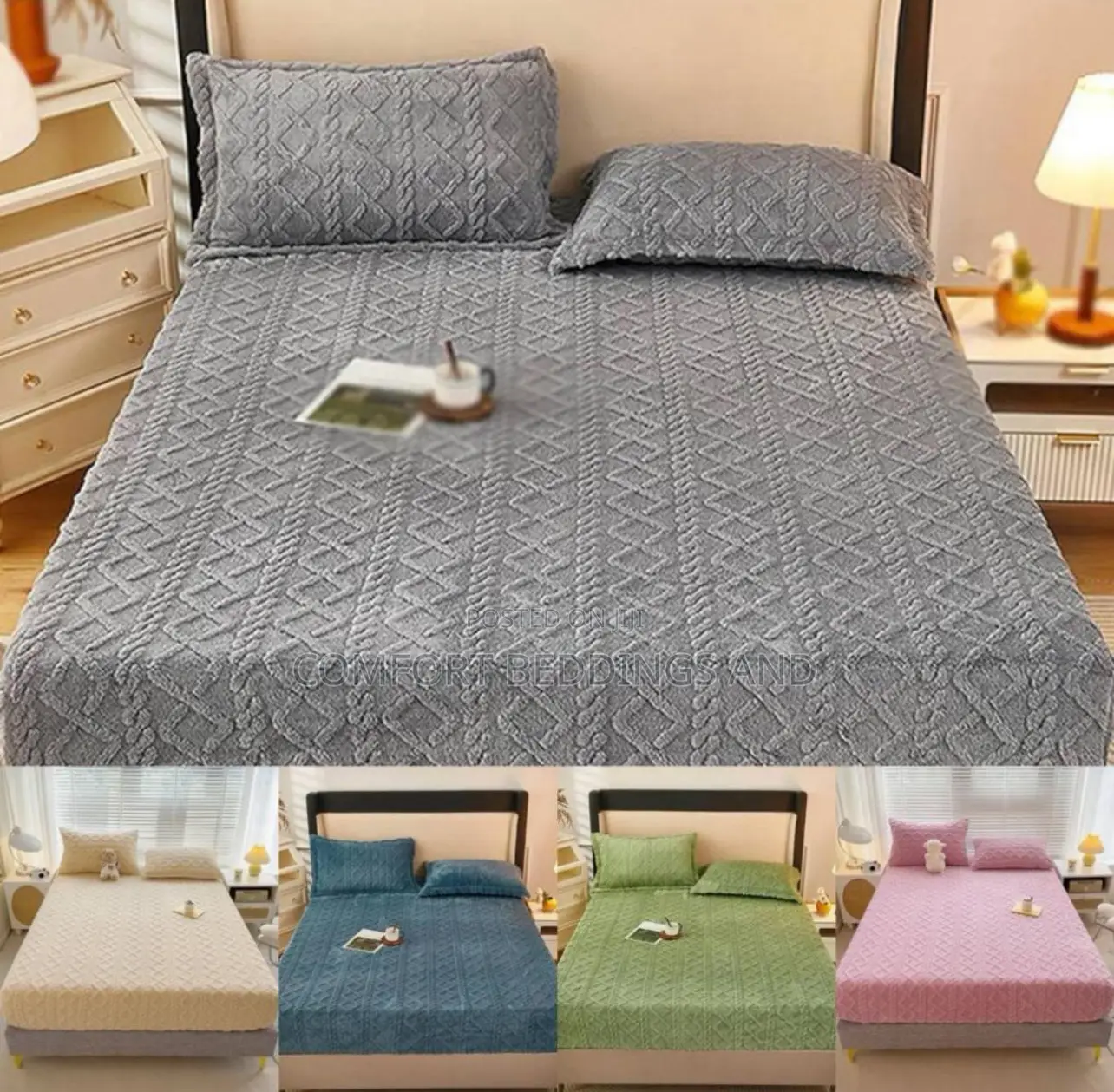 Tufted Mattress Covers Gray