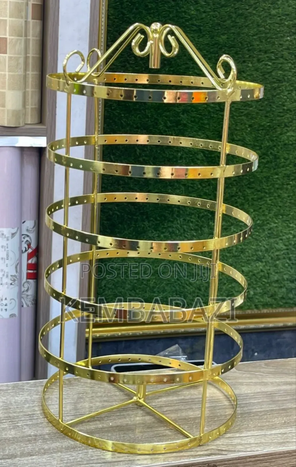 Gold-Toned Metal Rotating Earring Display Stand.